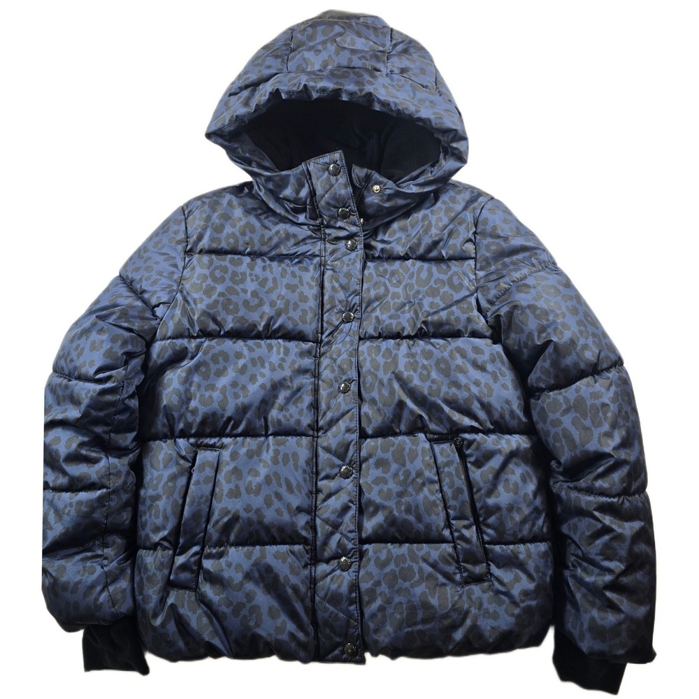 Gap Puffer Jacket Girl XL Blue Leopard Print ColdControl Max Primaloft Ski Skirt